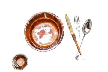 a bowl with a spoon and a spoon on it Cutout and isolated and transparent background image