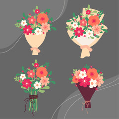 봄의 다채로운 꽃다발 4종