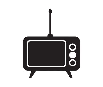 recommend clip art: Minimalist old-school television silhouette. Retro tv set isolated. 