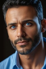 Fototapeta premium arafed man with blue eyes and beard looking at the camera
