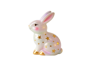 Obraz premium Cute decorative rabbit figurine with shimmering stars for festive occasions and home décor enhancement