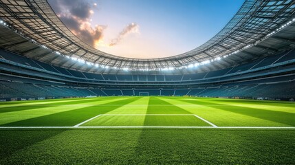 Empty Stadium at Sunset: Awaiting the Roar of the Crowd