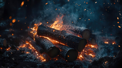 Naklejka premium Vibrant Campfire Flames AI generated