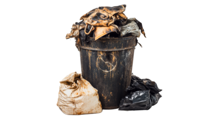 a trash can with a dog in it Cutout and isolated and transparent background image