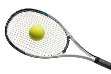 Tennis action capturing a yellow ball hitting racket strings for dynamic sports design and promotion