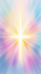 Obraz premium Radiant Christian artwork with cross at center.