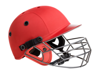 red cricket helmet with grill



