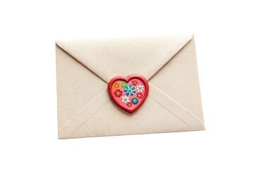 Heart-shaped seal on a decorative envelope for special occasions and celebrations with a personal touch
