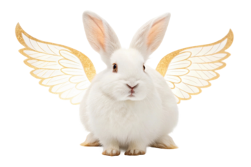Enchanting rabbit with golden wings for festive occasions and creative projects