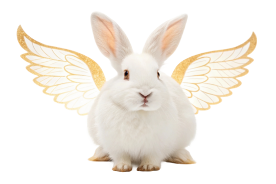 Enchanting rabbit with golden wings for festive occasions and creative projects