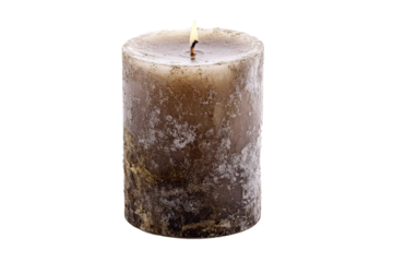 a candle with a brown wax on it Cutout and isolated and transparent background image