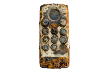 a piece of metal with a lot of buttons Cutout and isolated and transparent background image