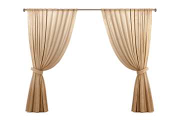 a curtain with a curtain rod and a curtain rod Cutout and isolated and transparent background image