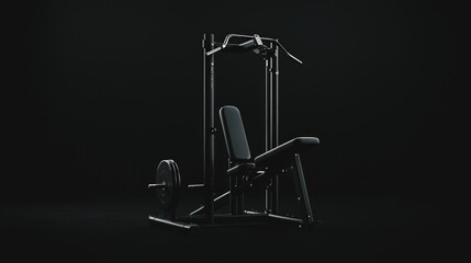 Modern gym equipment on a black background.