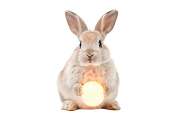 Cute rabbit holding glowing egg for Easter celebration in spring season