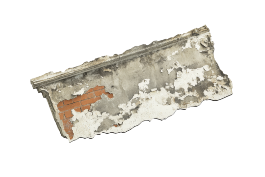 a piece of plaster with a brick on it Cutout and isolated and transparent background image