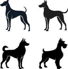 Dog Silhouette Set - Breed Variety Vector Illustrations