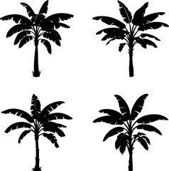 Naklejka premium Palm Tree Silhouettes Set: Tropical, Nature, Plant, Tree Graphics