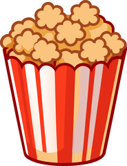 Popcorn in Striped Container: Snack, Food, Treat Illustration