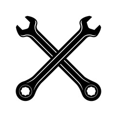 Crossed wrenches silhouette vector illustration