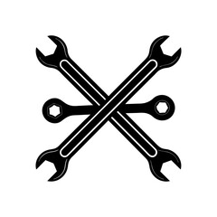 Crossed wrenches silhouette vector illustration