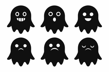 black ghost icons silhouette