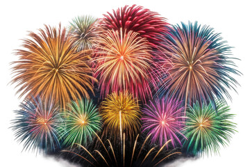 Colorful fireworks display celebrating New Year with vibrant bursts of light in the night sky creating a festive atmosphere