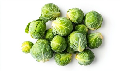 Fototapeta premium Topdown shot of fresh brussels sprouts kitchen table food photography home environment aerial view culinary delight
