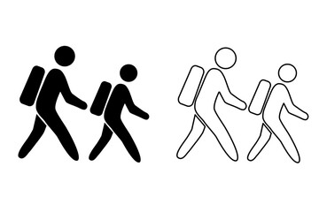 Students Walking with Backpacks Icon