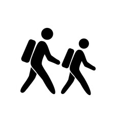 Students Walking with Backpacks Icon