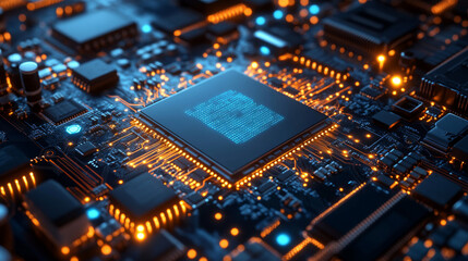 Obraz premium A 3D-rendered conceptual image illustrating the internal structure and functionality of a central computer processor (CPU)