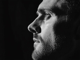 Man portrait close up, handsome male portrait close up