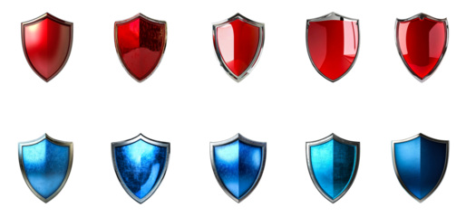 Set of Red and Blue Security Shield Transparent PNG Protection Icons,  Cyber Security Protection Symbols, Collection  Security Shields, Bundles Security Shield 