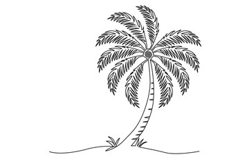 Continuous one line art drawing of palm tree vector illustration design