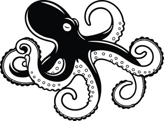 Obraz premium Octopus Silhouette Vector Illustration