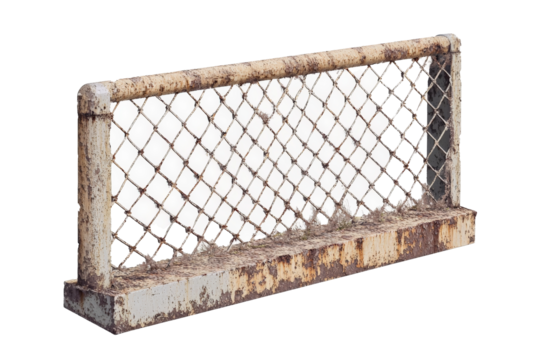 a rusty fence with rust and rust Cutout and isolated and transparent background image