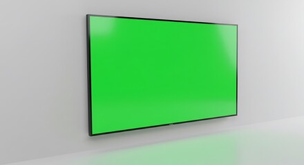Flat Screen Tv with Green Screen Mounted on a White Wall