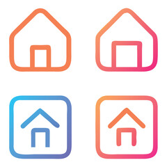 Obraz premium Modern Home Icon Set with Simple House Symbol in Flat and Outline Styles