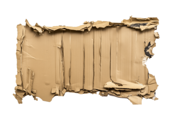 a piece of cardboard paper with torn edges Cutout and isolated and transparent background image