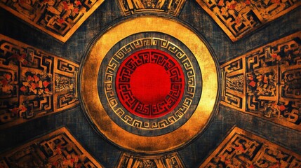 Fototapeta premium Admiring symmetrical beauty of gigapixel art virtual gallery digital artwork online environment close-up view symbolic depth