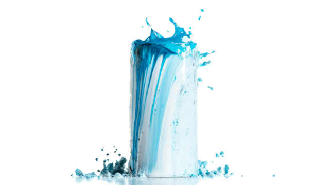 a blue liquid splashing out of a glass Cutout and isolated and transparent background image