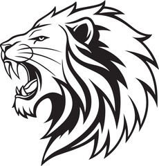 Obraz premium Lion head tattoo design with tribal and wildlife elements