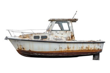 a boat is sitting on the ground Cutout and isolated and transparent background image