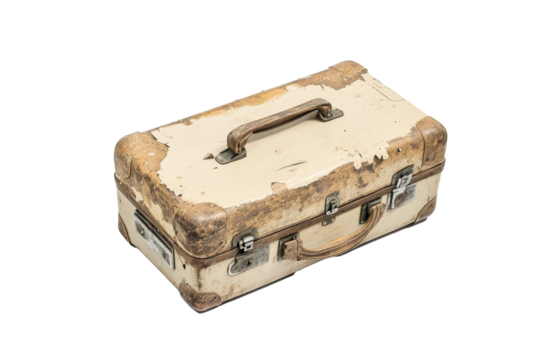 an old suitcase with a handle and latch Cutout and isolated and transparent background image