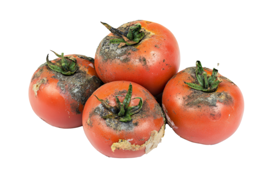 a group of tomatoes with mold on them Cutout and isolated and transparent background image