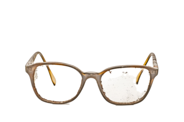 a pair of glasses with a broken lens Cutout and isolated and transparent background image