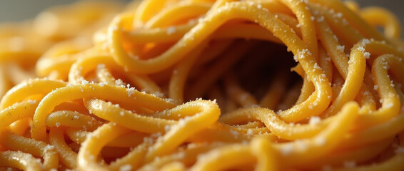Fototapeta premium Culinary Masterpiece: Spaghetti, Cheese, and Pepper in a Stylish Presentation
