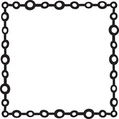 Square border with circles attached to a line. Vector illustration made with lines and dots creating a square border