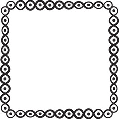 Square border with dots inside a wavy line. Vector illustration made with lines and dots creating a square border
