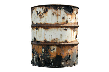 a rusty old oil can Cutout and isolated and transparent background image